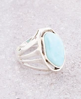 Barse Abstract Genuine Blue Larimar Sterling Silver Ring