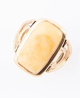 Barse Luster Yellow Agate Golden Bronze Rectangle Ring