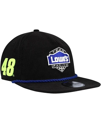 New Era Men's Black Jimmie Johnson Lowe's Retro Cord Golfer Adjustable Hat