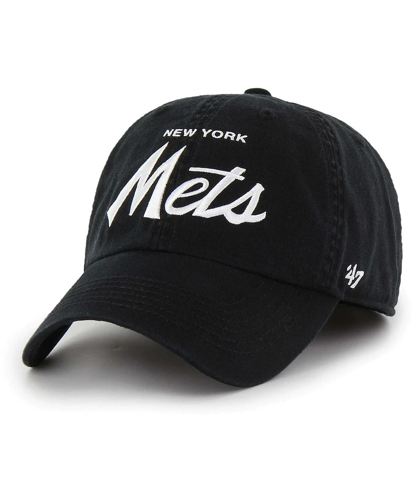 '47 Brand Men's Black New York Mets Crosstown Classic Franchise Fitted Hat