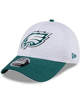 New Era Big Boys and Girls White/Midnight Green Philadelphia Eagles 2024 Nfl Training Camp 9FORTY Adjustable Hat