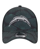 New Era Men's Black Los Angeles Chargers Agave Trucker 9FORTY Adjustable Hat