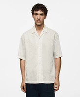 Mango Men's Relaxed Fit Cotton Embroidered Shirt