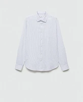 Mango Men's Regular-Fit Striped Cotton-Linen Shirt