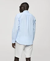 Mango Men's Regular-Fit Striped Cotton-Linen Shirt