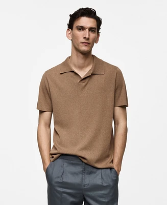 Mango Men's Textured Cotton Polo Shirt