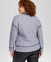 And Now This Trendy Plus Size Whipstitch Crewneck Sweater, Created for Macy's