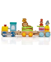 Costway Wooden Stackable Train Set Kids Educational Fun Cars with Animal Toys & Locomotive - Assorted pre