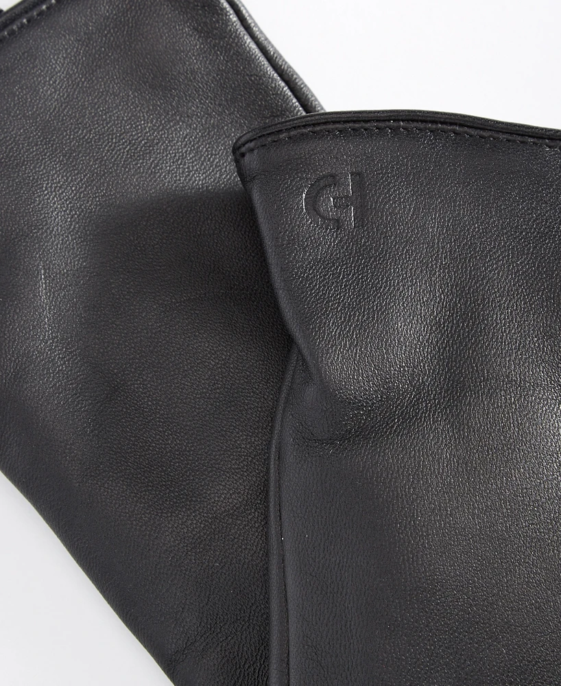 Cole Haan Leather Cashmere Blend Lined Basic Tech Tip Gloves