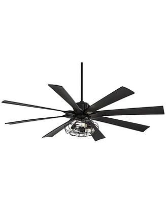 70" Defender Modern Industrial Indoor Ceiling Fan with Led Light Remote Control Matte Black Metal Cage for Living Kitchen House Bedroom Family Dining