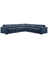 Nevio 6-Pc. Fabric Power Headrest L-Shaped Sectional and Console with 2 Motion Chairs