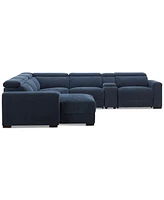 Nevio 6-Pc. Fabric Power Headrest Sectional with Chaise & Console and Motion Chairs