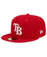 New Era Men's Red Tampa Bay Rays Logo 59FIFTY Fitted Hat