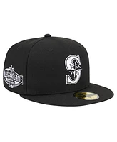 New Era Men's Black Seattle Mariners Logo 59FIFTY Fitted Hat