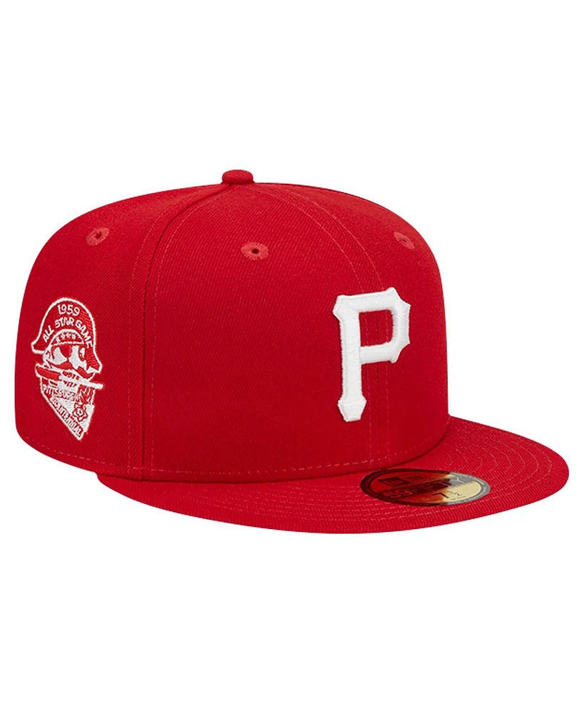 New Era Men's Red Pittsburgh Pirates Logo 59FIFTY Fitted Hat