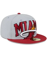 New Era Men's Gray/Red Miami Heat Tip-Off Two-Tone 59FIFTY Fitted Hat