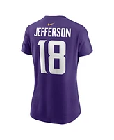 Nike Men's and Women's Justin Jefferson Purple Minnesota Vikings Player Name Number T-Shirt