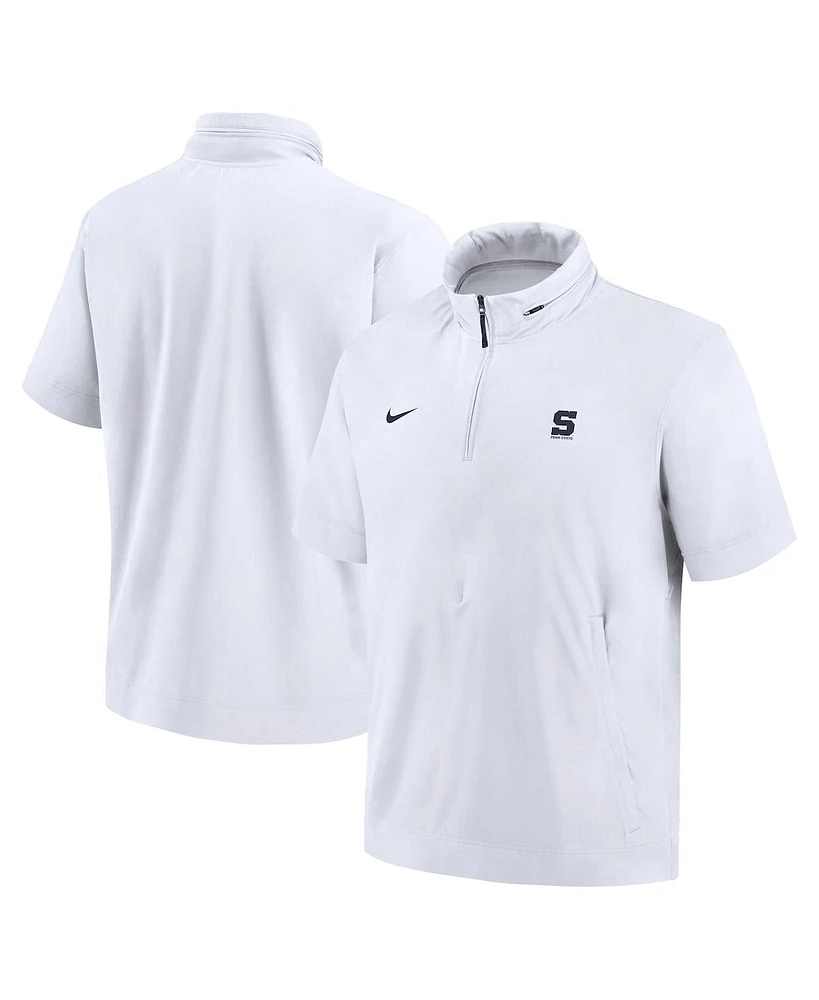 Nike Men's White Penn State Nittany Lions 2024 Sideline Coach Short Sleeve Half-Zip Hoodie Jacket