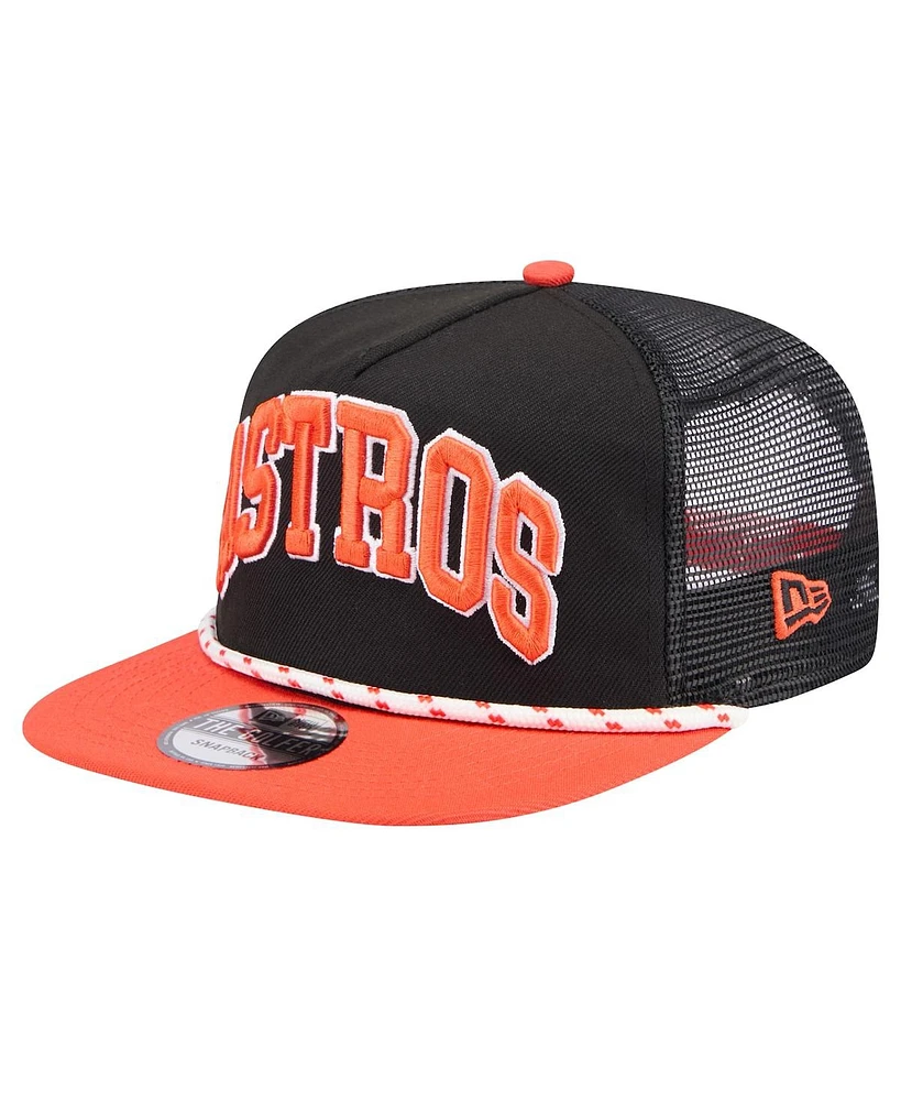 New Era Men's Black Houston Astros Throwback Mesh back Golfer Hat