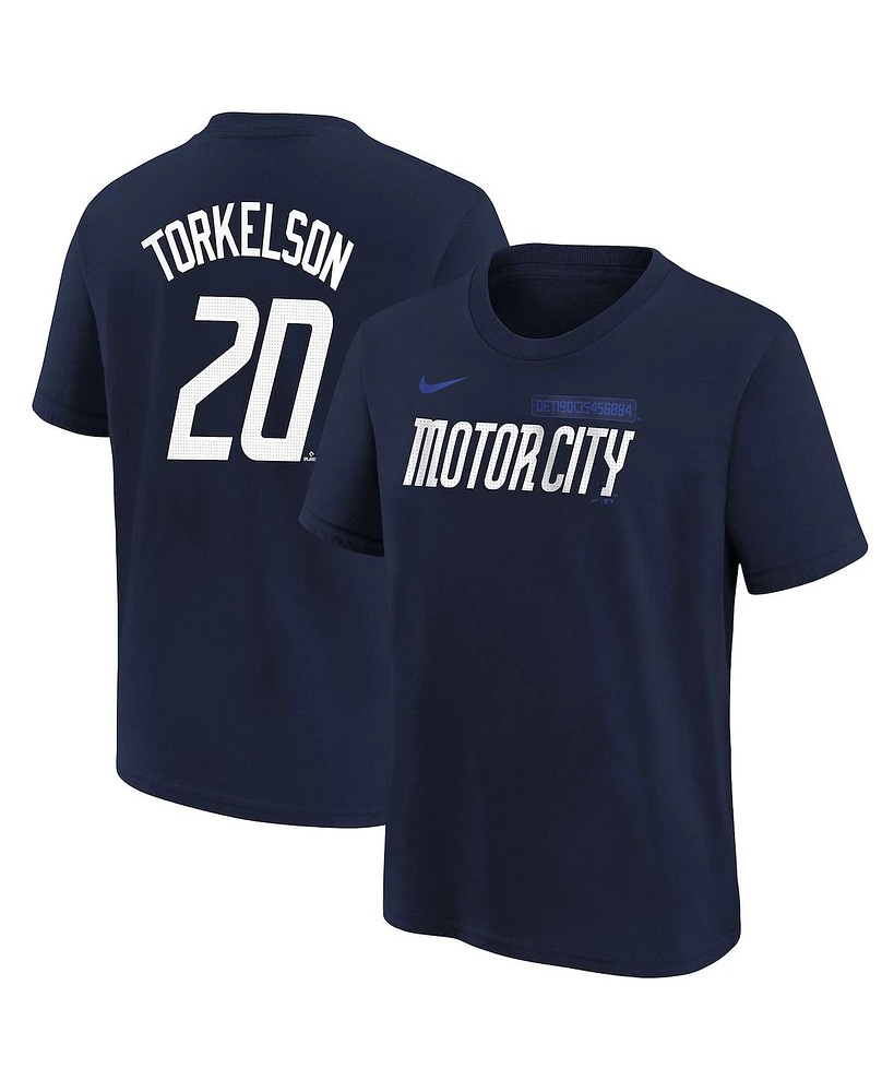 Nike Big Boys and Girls Spencer Torkelson Navy Detroit Tigers 2024 City Connect Name Number T-Shirt