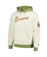 New Era Men's Cream/Green Atlanta Braves Color Pop Pullover Hoodie