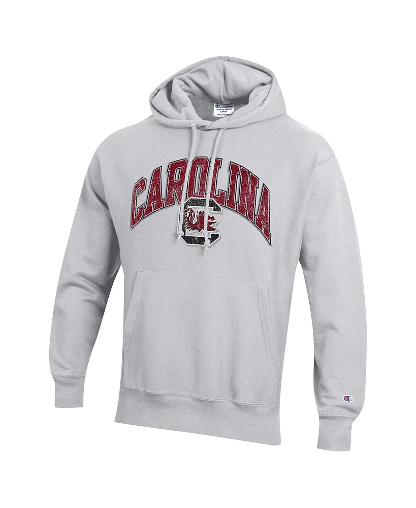 Champion Men's Heather Gray South Carolina Gamecocks Vault Late Night Reverse Weave Pullover Hoodie