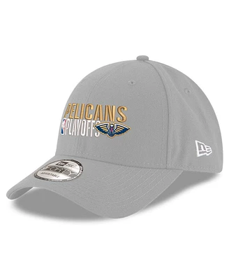 New Era Men's Gray New Orleans Pelicans 2024 Nba Playoffs 9FORTY Adjustable Hat