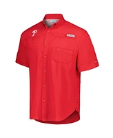 Columbia Men's Red Philadelphia Phillies Tamiami Omni-Shade Button-Down Shirt