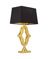 Possini Euro Design Judith Mid Century Modern Glam Luxury Table Lamp 28.75" Tall Gold Black Fabric Rectangle Shade Decor for Living Room Bedroom House