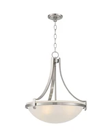 Regency Hill Mallot Brushed Nickel Silver Metal Pendant Chandelier 20" Wide Modern Frosted Glass Bowl Shade 4-Light Fixture for Dining Room House Foye