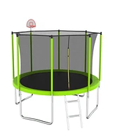 Streamdale Furniture 12ft Outdoor Trampoline with Safety Enclosure, Basketball Hoop, and Ladder