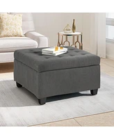 Streamdale Furniture Modern Ottoman with Storage | Plush Upholstery | Contemporary Waffle Stitch