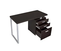 Simplie Fun 3-Drawer Office Desk in Cappuccino Finish