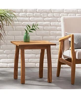 Coastal Slatted Outdoor Accent Table for Patio or Pool Deck