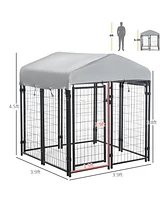 Streamdale Furniture Roomy Outdoor Dog Kennel with Protective Roof and Lockable Door