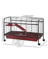 Streamdale Furniture Pawhut 3-Level Small Animal Cage with Feeder and Ramp