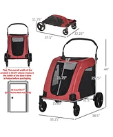 Streamdale Furniture Spacious Pet Stroller for Dogs up to 77 lbs, with Foldable Design for Convenient Storage