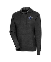 Antigua Women's Heather Black Dallas Cowboys Logo Action Pullover Hoodie