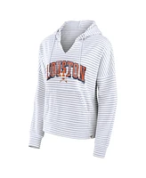 Fanatics Women's White Houston Astros Striped Fundamentals Notch Neck Pullover Hoodie