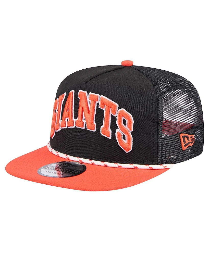 New Era Men's Black San Francisco Giants Throwback Meshback Golfer Hat