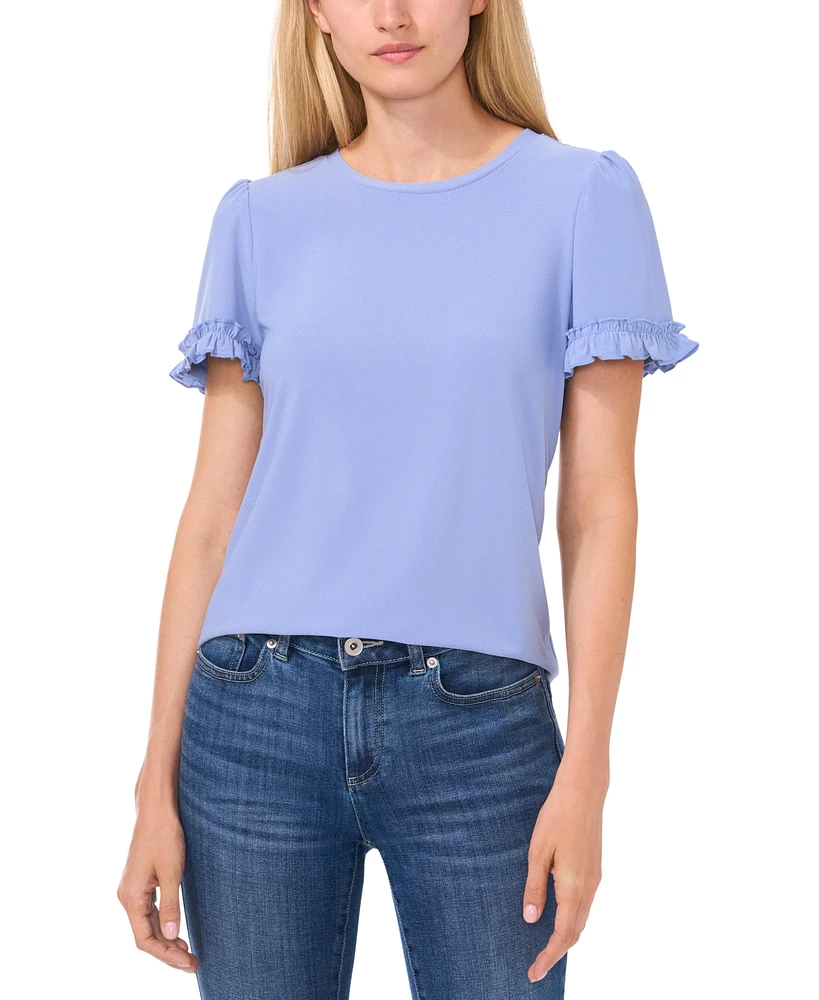 CeCe Women's Short-Sleeve Ruffle-Cuff Knit Top