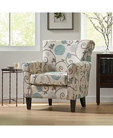 Charming Contemporary Floral Club Chair with Tapered Birch Legs