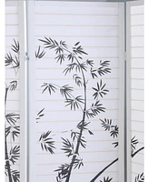 Streamdale Furniture Bamboo Print 4-Panel Framed Room Screen/Divider, White