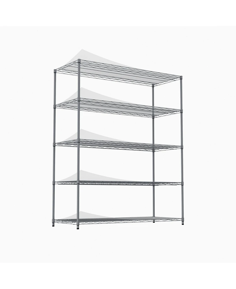 Streamdale Furniture Easily Movable & Adjustable 5-Tier Shelf with Lockable Wheels for Warehouse, Kitchen