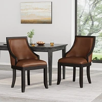 Simplie Fun Elegant Cognac Brown Dining Chairs Modern Curves, Easy Assembly