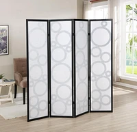 Arvada 4-Panel Wood Room Divider with Circle Pattern