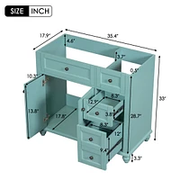 Streamdale Furniture Modern Bathroom Vanity with Solid Wood Frame, Ample Storage, and Unique Grille Design - Blue