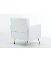 Simplie Fun Beige Plush Wool Accent Chair with Metal Legs Comfort, Style, and Durability