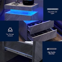 Modern Art Deco End Table with Adjustable Led Lights