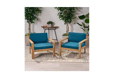 Simplie Fun Acacia Wood Club Chair with Water-Resistant Cushions